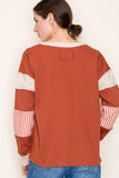 Brianna Color Block L/S Top-Rust