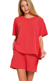 Corded Rib Short Sleeve Tee & Short Pants Set