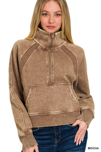 Joelle 1/2 Zip Up-Mocha