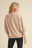 Calvary Drop Shoulder 3/4 Sleeve Sweatshirt- Taupe