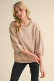 Calvary Drop Shoulder 3/4 Sleeve Sweatshirt- Taupe