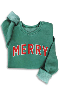 Merry Puff Print Sweatshirt-Green