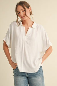 Kamry Dolman Sleeve Top-White