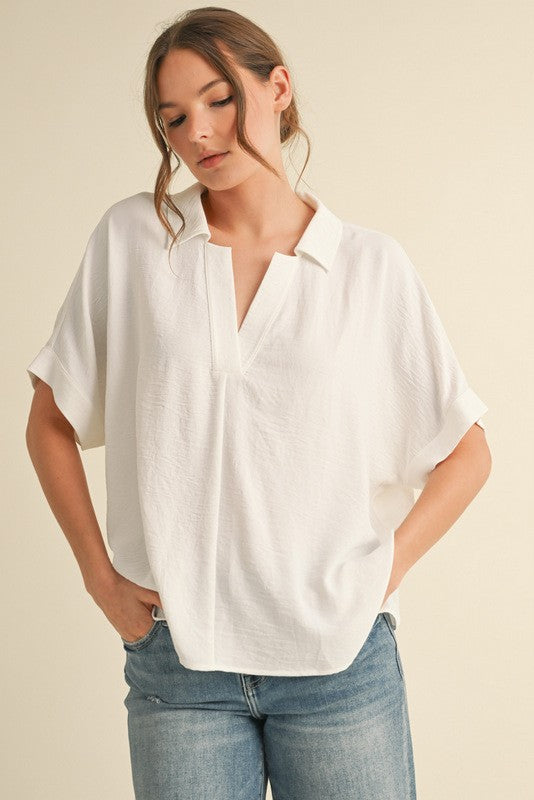 Kamry Dolman Sleeve Top-White