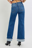 Tummy Control High Rise Cuffed Wide Jeans