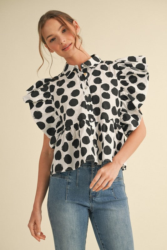 Sydnie Ruffle Dot Top