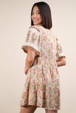Halee Shirring Detail Floral Dress