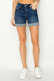 Risen Cuffed Dark Wash High Rise Shorts