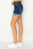 Risen Cuffed Dark Wash High Rise Shorts