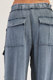 Mineral Washed Wide Leg Cargo Pants