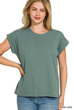 Kacey Cotton Rolled Sleeve Tee