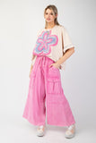 Mineral Washed Wide Leg Cargo Pants