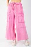 Mineral Washed Wide Leg Cargo Pants