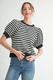 Kate Stripe Puff Sleeve Top