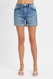 Risen Cuffed Medium Wash High Rise Shorts