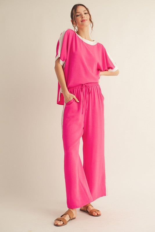 Justi Dolman Top Set- Hot Pink