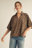Leila Leopard Collard Top