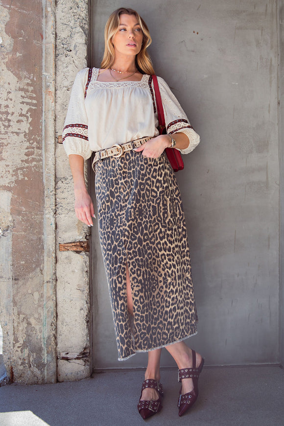 Delilah Leopard Split Skirt