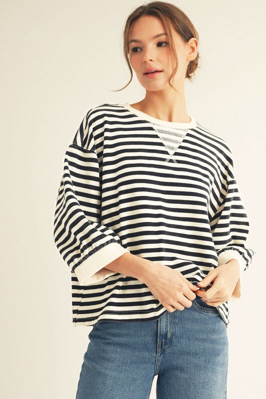 Emily Detail Casual Stripe Top