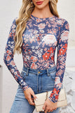 Sheer Floral Long-sleeve Top