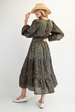 Rachel Olive Floral Printed Sleeve Dress