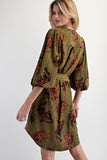 Olive Leopard Tie Waist Dress
