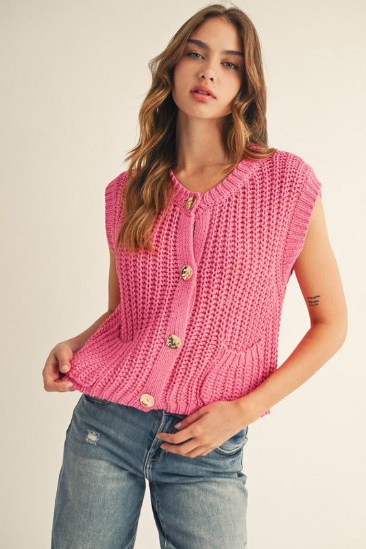 Aubrey Button Up Sweater Vest