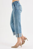 Risen High Rise Ankle Wide Cuffed-Tummy Control Jeans