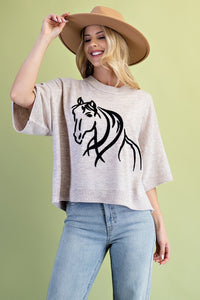 Brecken Horse Motif Sweater