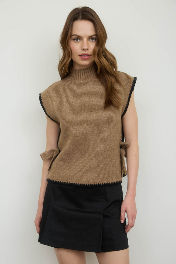 Sara Mock Neck Side Tie Sweater