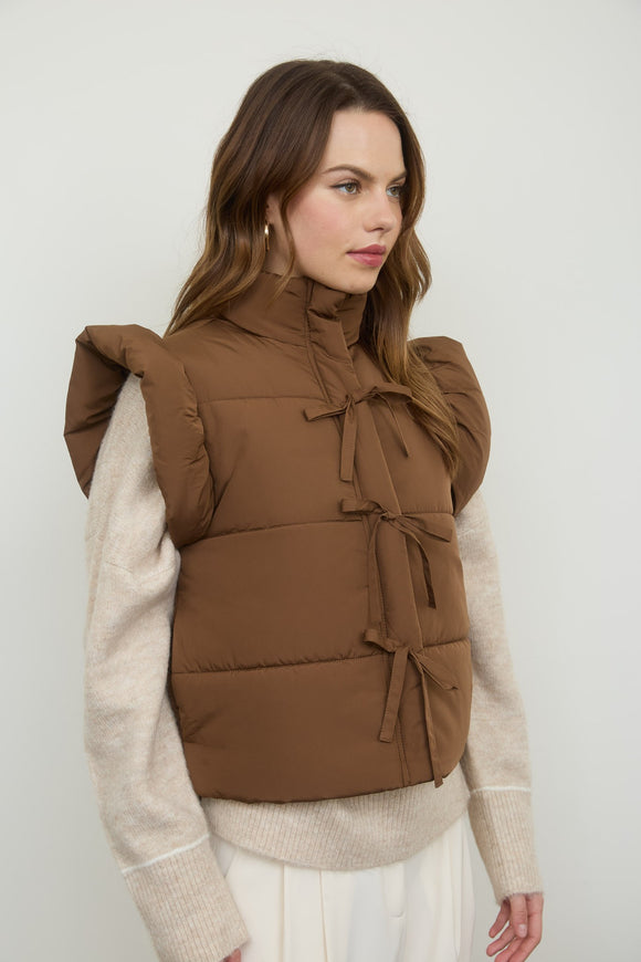 Havyn Burgundy Bow Puffer Vest