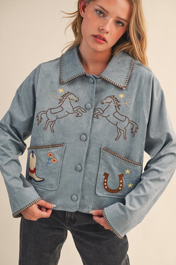 Hollie Western Embroidery Suede Jacket