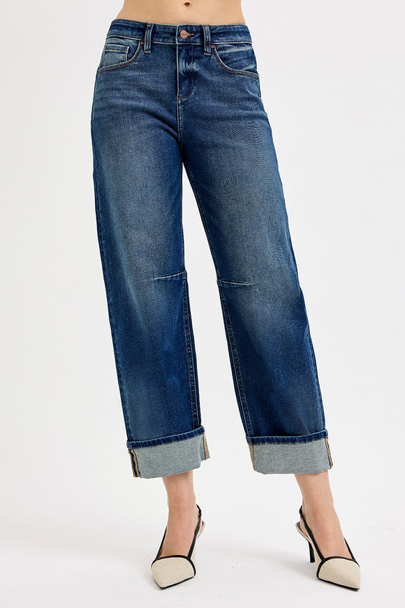 Sophia Crop Barrel Cuffed Jeans