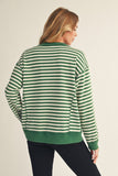 Harper Green Striped Long Sleeve Top