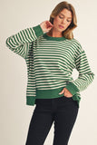 Harper Green Striped Long Sleeve Top