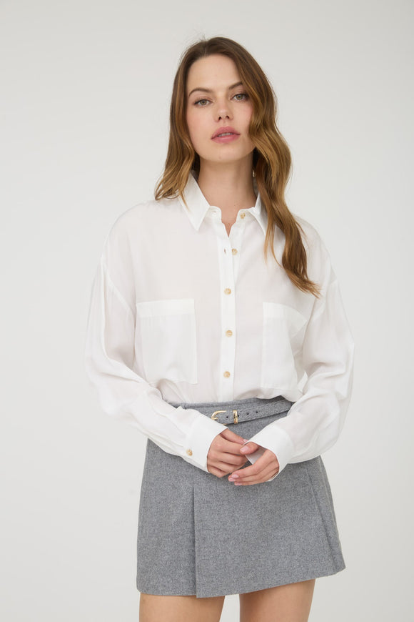 Emily Oversized White Button Up Top