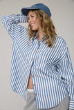 Delilah Stripe Button Down Shirt Blue