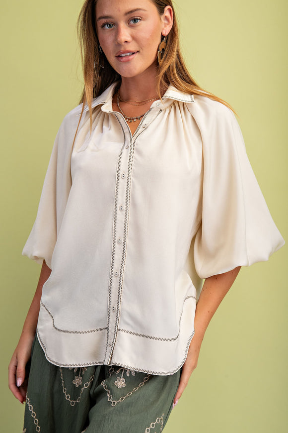 Blair Satin Balloon Sleeve Blouse