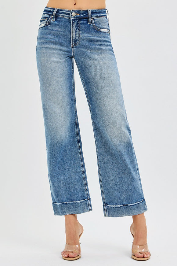 Risen Olivia Mid Rise Crop Cuffed Jeans