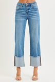 Serena Mid Rise Crop Wide Cuffed Jeans