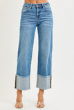 Serena Mid Rise Crop Wide Cuffed Jeans