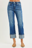 Janett High Rise Straight Jeans Distressed Hem