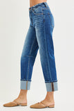 Janett High Rise Straight Jeans Distressed Hem