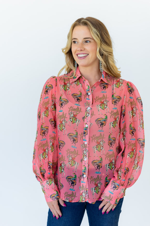 Hailey Pink Howdy Button Down