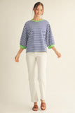 Trin V-notched Stripe Top