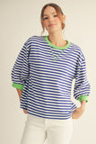 Trin V-notched Stripe Top