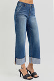 Maggie High Rise Ankle Wide Cuffed Jeans