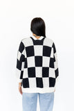 Hallie Black Checkered Horse Sweater