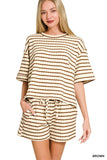 Zuri Striped Short Sleeve & Shorts Set