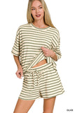 Zuri Striped Short Sleeve & Shorts Set